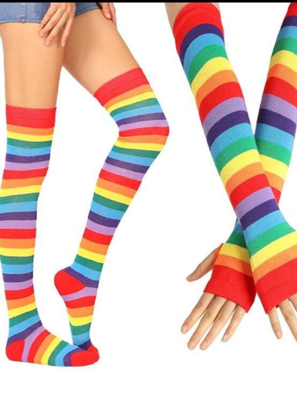 Rainbow Striped Arm Warmers and Socks